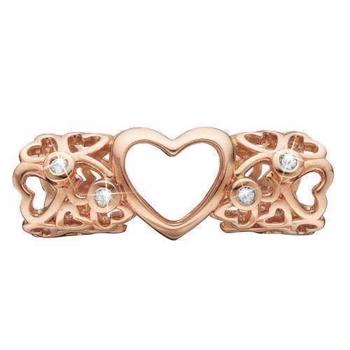 Christina Collect 925 sterling silver Forever and ever rose gold plated wide charm of many small hearts with white topaz and with a big heart in the middle, model 630-R78